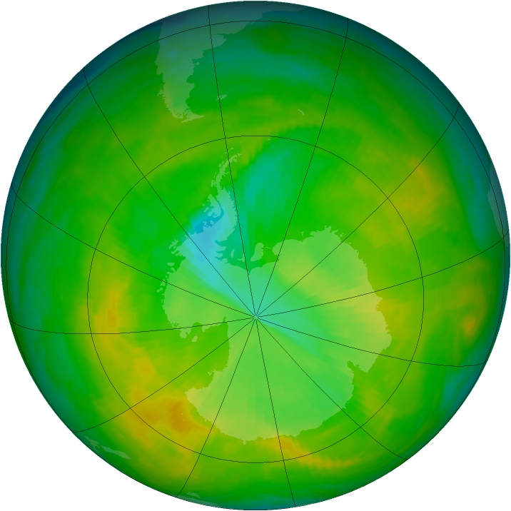 Antarctic ozone map for 27 November 1982